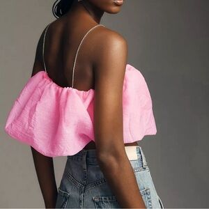 Anthropologie Maeve Pink Tulle Crop Top Diamond Strap Women’s Medium NWT